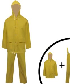 vidaXL Tweedelig regenpak waterbestendig met capuchon geel XL