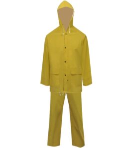 vidaXL Tweedelig regenpak waterbestendig met capuchon geel XXL