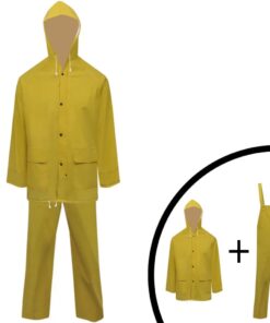 vidaXL Tweedelig regenpak waterbestendig met capuchon geel XXL