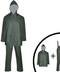 vidaXL Tweedelig regenpak waterbestendig met capuchon groen XL