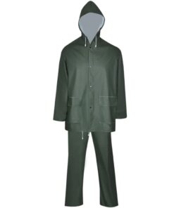 vidaXL Tweedelig regenpak waterbestendig met capuchon groen XXL
