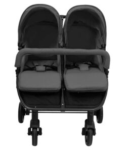 vidaXL Tweelingbuggy staal donkergrijs en zwart