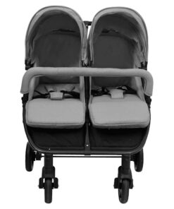 vidaXL Tweelingbuggy staal lichtgrijs en zwart