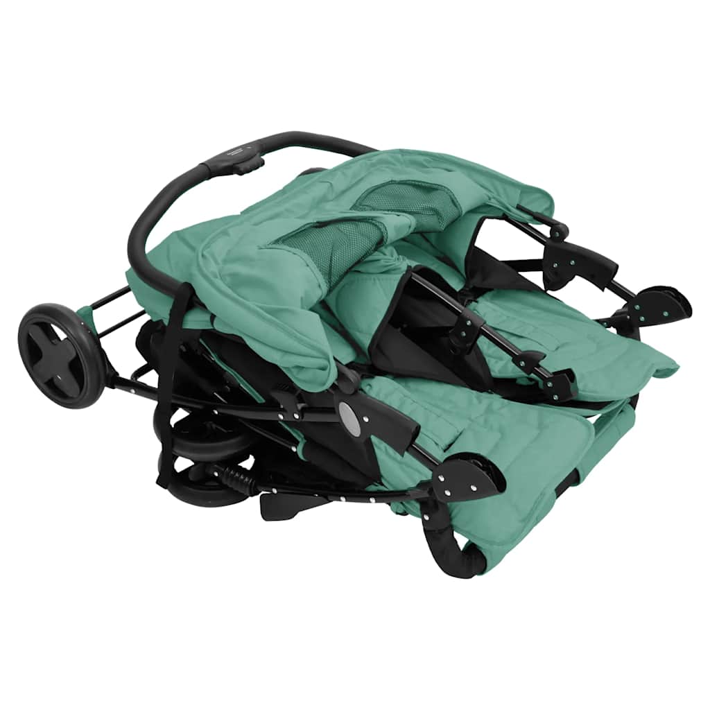 vidaXL Tweelingkinderwagen staal groen - Image 7