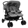 vidaXL Tweelingkinderwagen staal lichtgrijs