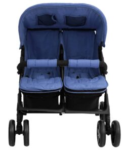 vidaXL Tweelingkinderwagen staal marineblauw