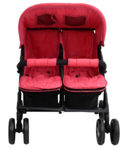 vidaXL Tweelingkinderwagen staal rood
