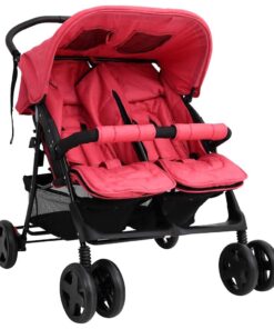 vidaXL Tweelingkinderwagen staal rood