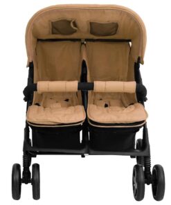 vidaXL Tweelingkinderwagen staal taupe