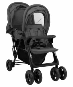 vidaXL Tweelingkinderwagen tandem staal donkergrijs