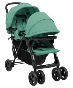 vidaXL Tweelingkinderwagen tandem staal groen