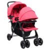 vidaXL Tweelingkinderwagen tandem staal rood