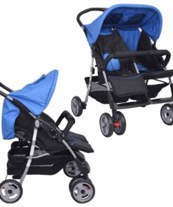 vidaXL Tweelingwagen staal rood en zwart