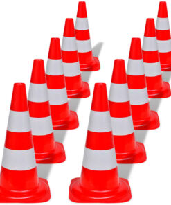 vidaXL Verkeerskegel reflecterend 50 cm rood en wit 10 st