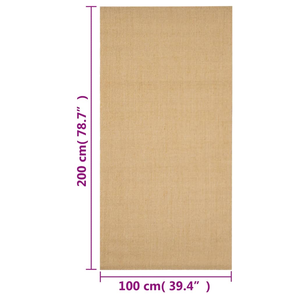 vidaXL Vloerkleed 100x200 cm natuurlijk sisal