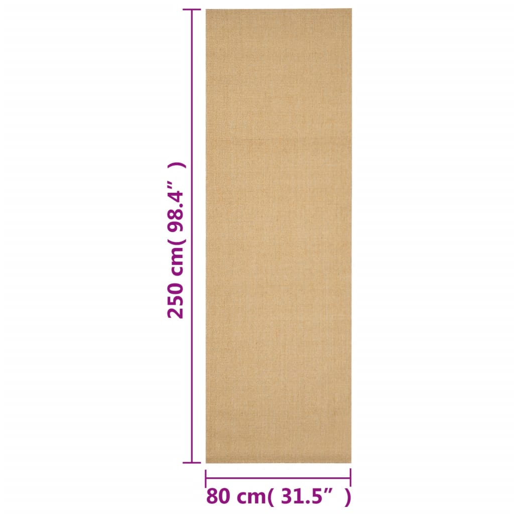 vidaXL Vloerkleed 80x250 cm natuurlijk sisal