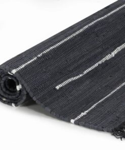 vidaXL Vloerkleed chindi handgeweven 120x170 cm katoen antraciet