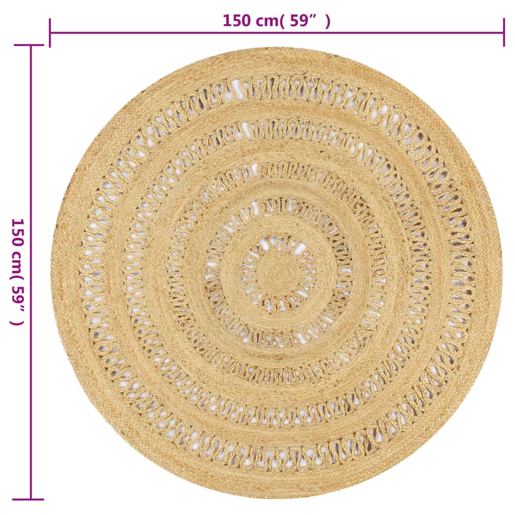 vidaXL Vloerkleed handgemaakt 150 cm gevlochten jute - Image 6