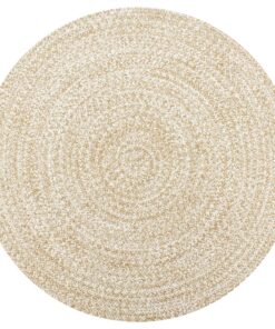 vidaXL Vloerkleed handgemaakt 150 cm jute wit en naturel