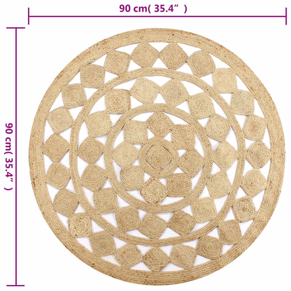 vidaXL Vloerkleed handgemaakt 90 cm gevlochten jute - Image 6