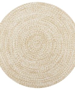 vidaXL Vloerkleed handgemaakt 90 cm jute wit en naturel