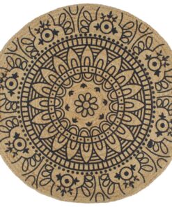 vidaXL Vloerkleed handgemaakt met donkerblauwe print 120 cm jute