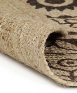 vidaXL Vloerkleed handgemaakt met donkerbruine print 120 cm jute