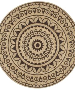 vidaXL Vloerkleed handgemaakt met donkerbruine print 120 cm jute