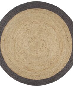 vidaXL Vloerkleed handgemaakt met donkergrijze rand 150 cm jute