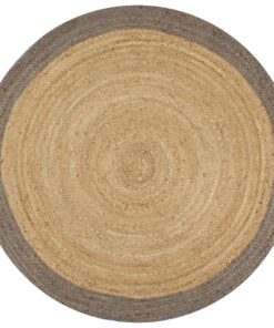 vidaXL Vloerkleed handgemaakt met grijze rand 120 cm jute