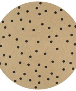 vidaXL Vloerkleed handgemaakt met print polkadot 120 cm jute