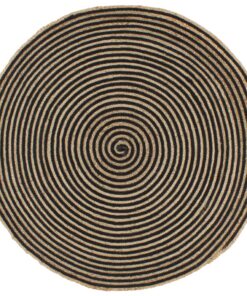 vidaXL Vloerkleed handgemaakt met spiraal ontwerp 150 cm jute zwart