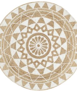 vidaXL Vloerkleed handgemaakt met witte print 120 cm jute
