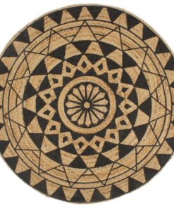 vidaXL Vloerkleed handgemaakt met zwarte print 120 cm jute