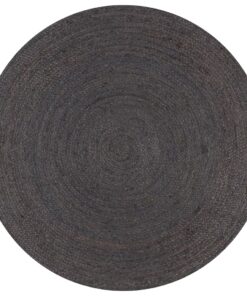 vidaXL Vloerkleed handgemaakt rond 90 cm jute donkergrijs