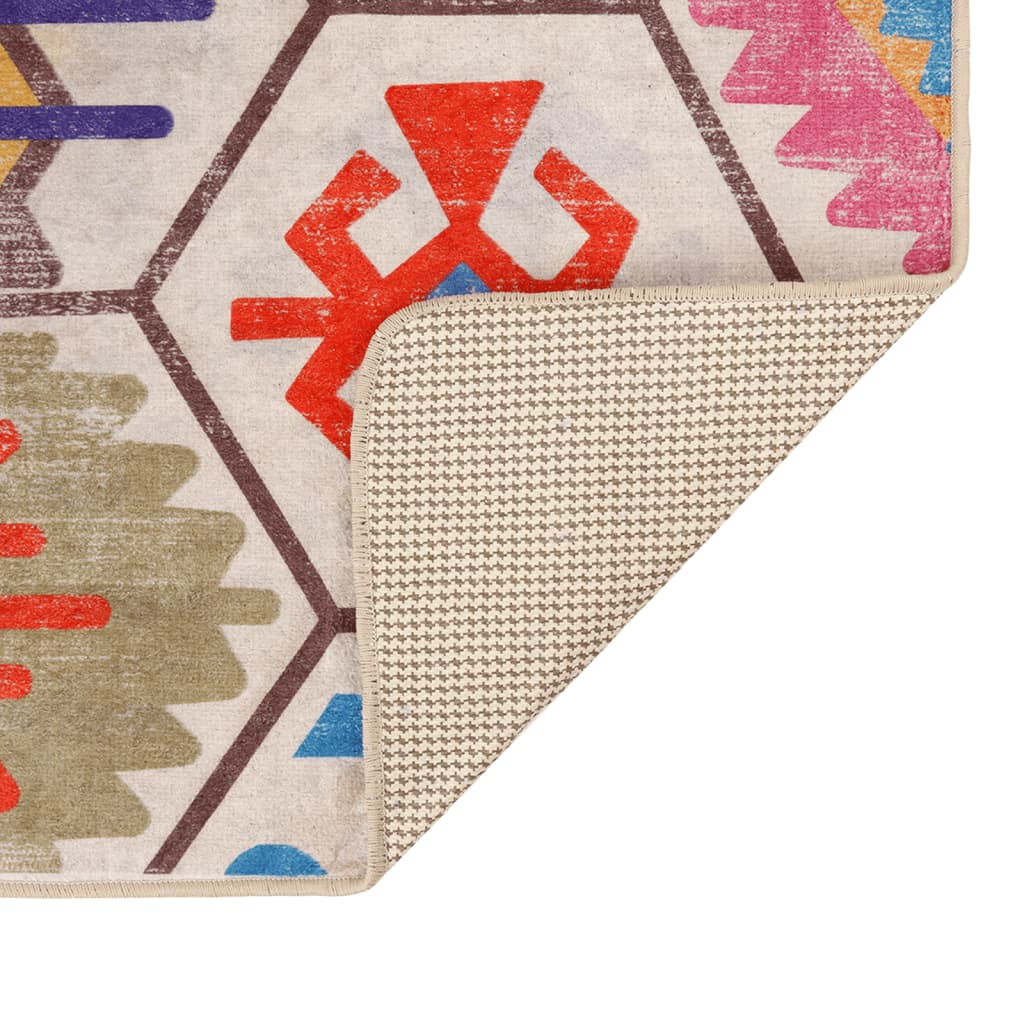 vidaXL Vloerkleed wasbaar anti-slip 120x180 cm meerkleurig