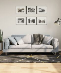 vidaXL Vloerkleed wasbaar anti-slip 120x180 cm zwart en goudkleurig