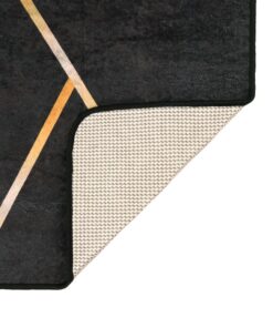 vidaXL Vloerkleed wasbaar anti-slip 120x180 cm zwart en goudkleurig