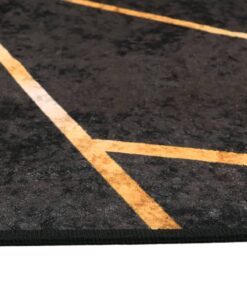 vidaXL Vloerkleed wasbaar anti-slip 120x180 cm zwart en goudkleurig