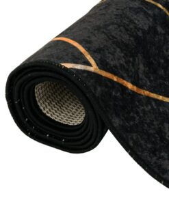 vidaXL Vloerkleed wasbaar anti-slip 160x230 cm zwart en goudkleurig