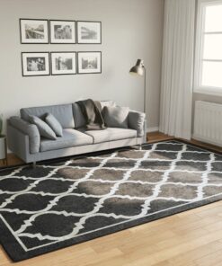 vidaXL Vloerkleed wasbaar anti-slip 190x300 cm zwart en wit
