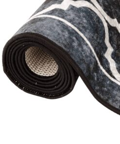 vidaXL Vloerkleed wasbaar anti-slip 190x300 cm zwart en wit
