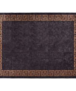vidaXL Vloerkleed wasbaar anti-slip 400x300 cm zwart en goudkleurig