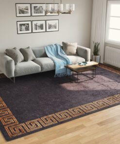 vidaXL Vloerkleed wasbaar anti-slip 400x300 cm zwart en goudkleurig