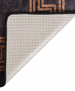 vidaXL Vloerkleed wasbaar anti-slip 400x300 cm zwart en goudkleurig