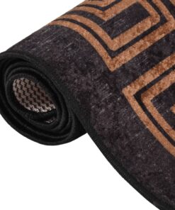 vidaXL Vloerkleed wasbaar anti-slip 400x300 cm zwart en goudkleurig