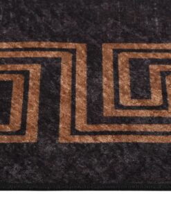 vidaXL Vloerkleed wasbaar anti-slip 400x300 cm zwart en goudkleurig