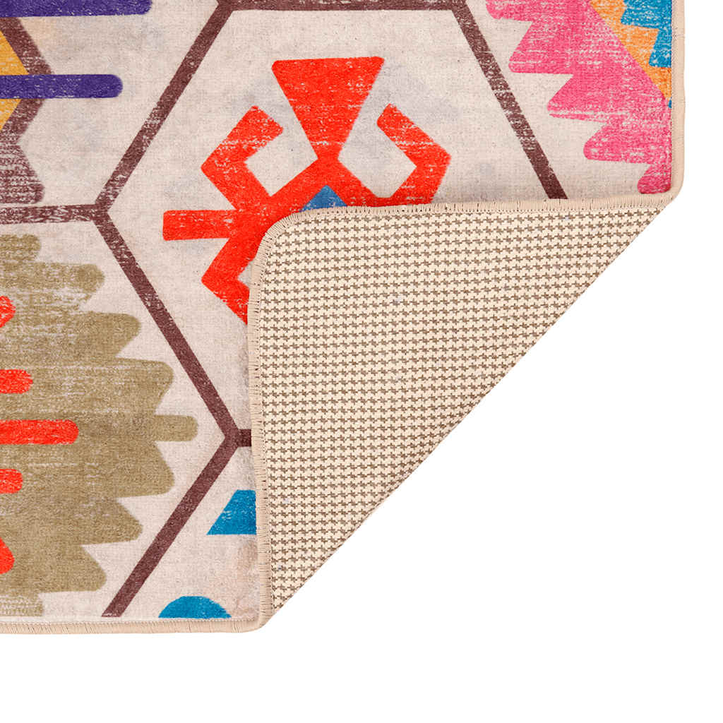 vidaXL Vloerkleed wasbaar anti-slip 80x150 cm meerkleurig