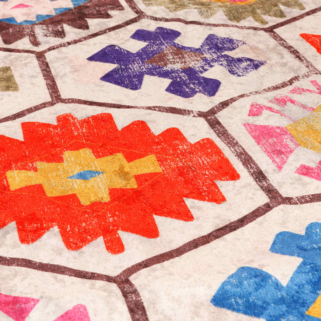 vidaXL Vloerkleed wasbaar anti-slip 80x150 cm meerkleurig