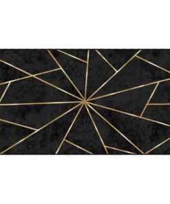 vidaXL Vloerkleed wasbaar anti-slip 80x150 cm zwart en goudkleurig